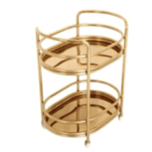 golden oval shaped bar trolley